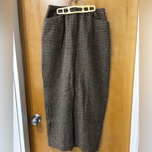 Ralph Lauren Brown Houndstooth Long Skirt with Pockets